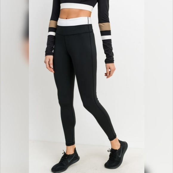 Mono B / Leggings Hut Pants - Half n Half Band Colorblock Highwaist Essential